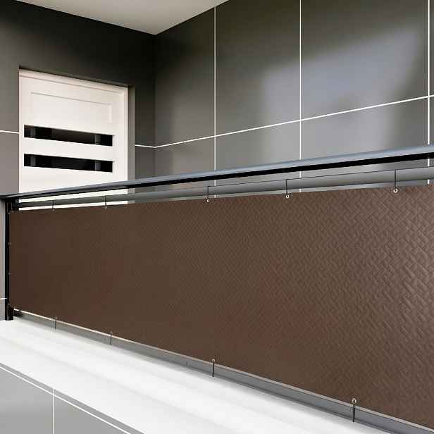 Balkonová zástěna PREMIUM výška 100 cm, šířka různé rozměry ratanový vzor hnědá, 240g/m2 MyBestHome Rozměr: 100x700 cm rozteč 50 cm