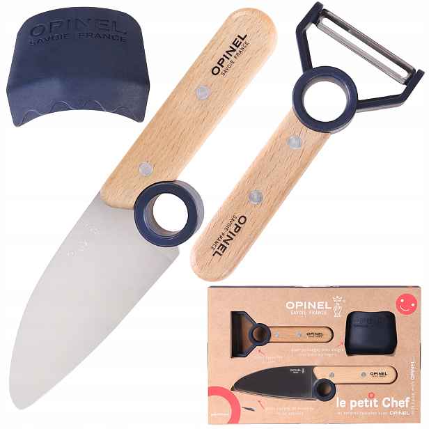 Nůž Opinel škrabka na ochranu prstů Le Petit Chef kuchyňský set pro děti