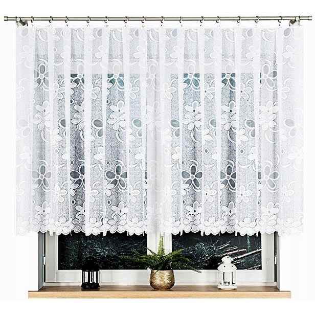 Záclona 400x130 cm jednoduchá s květinami (hotová) s lemováním
