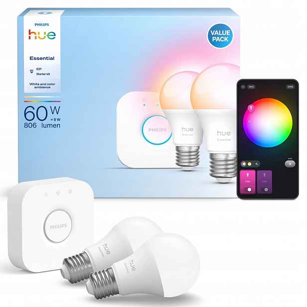 2x Led žárovka E27 8W 806lm Rgb Smart Mostek Bridge Philips Hue Essential