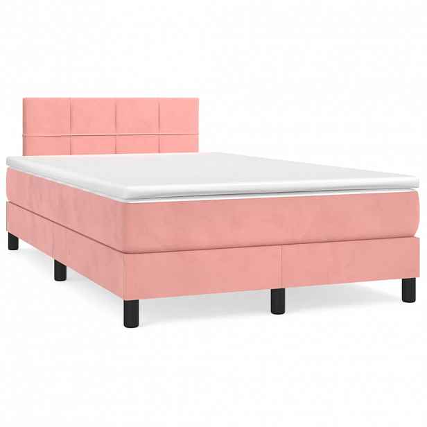 vidaXL Box spring postel s matrací růžová 120 x 200 cm samet