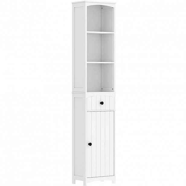 Modfu KOUPELNOVÁ skříňka z MDF 34x24x170,5 cm bílá s 1 zásuvkou, 3 policemi a uzavřenou skříňkou