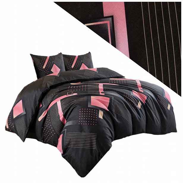 Povlečení 220x200 2 povlaky na polštáře 70x80 hladké Eusebia Home zip geometrické