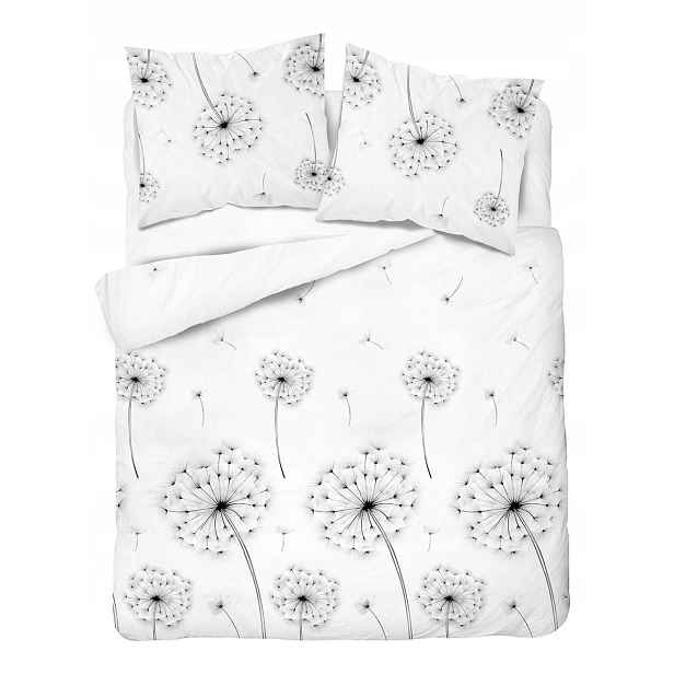 Povlečení Home Satin 220x200 bílé s šedými pampelišky