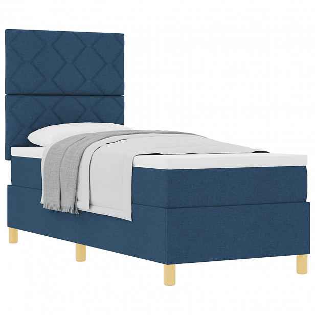 vidaXL Postel s boxspringem s čelo Modrá 80 x 200 cm textil