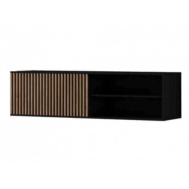 AKCE Závěsný TV stolek MEORATI 150x40 cm, černá/dub artisan II. jakost