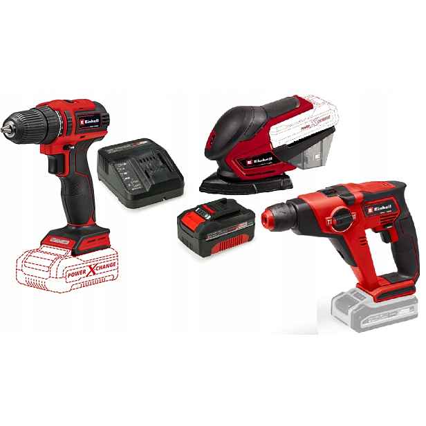 Einhell Sada Elektrického Nářadí Aku Sada 4,0AH Kladivo Aku Šroubovák Ostatní 18V Pxc