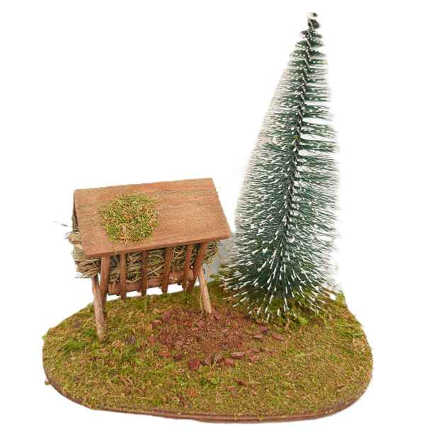 Pašík Koryto pro zvířata s jedličkou na zdobení Betlémů 17 x 12 x 17 cm