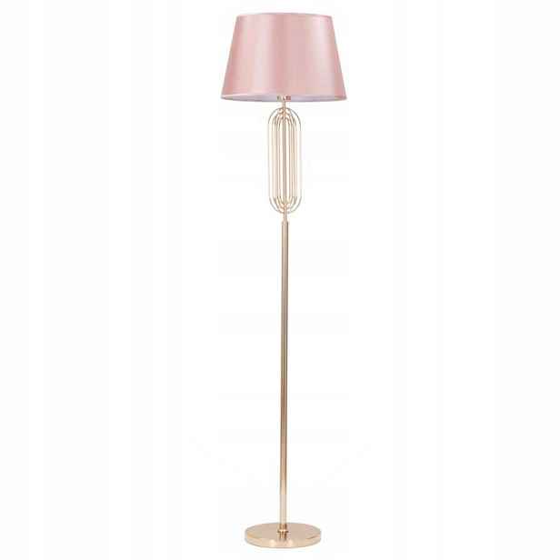 Stojací Podlahová Lampa Vysoká Kovová Zlatá Růžová S Klošem 168,5 cm
