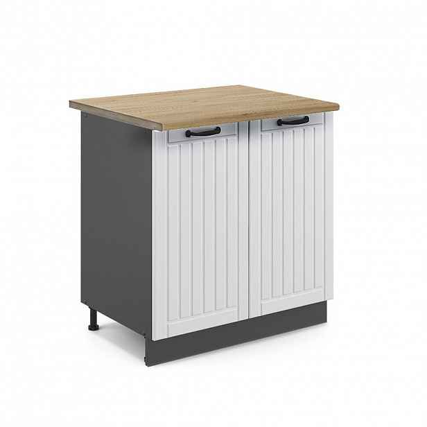 Vicco SPODNÍ SKŘÍŇKA KUCHYŇSKÉ LINKY Fame-Line, Bílý venkovský dům/Antracit, 80 cm pracovná doska Dub Goldkraft