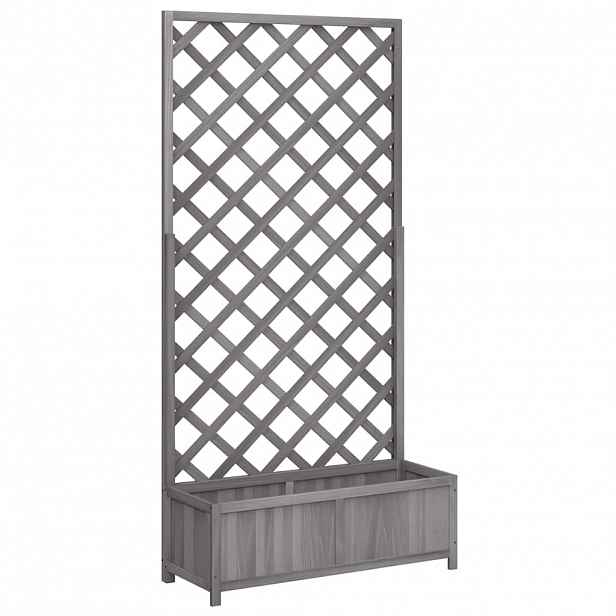 vidaXL Květináč s mřížkou šedý 90 x 35 x 180 cm masivní jedlové dřevo