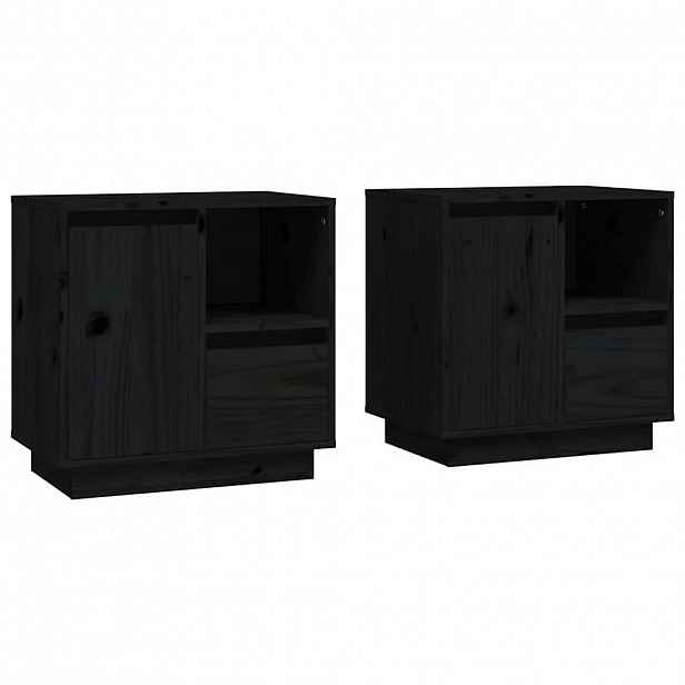 vidaXL Noční stolky 2 ks černé 50 x 34 x 50 cm masivní borové dřevo