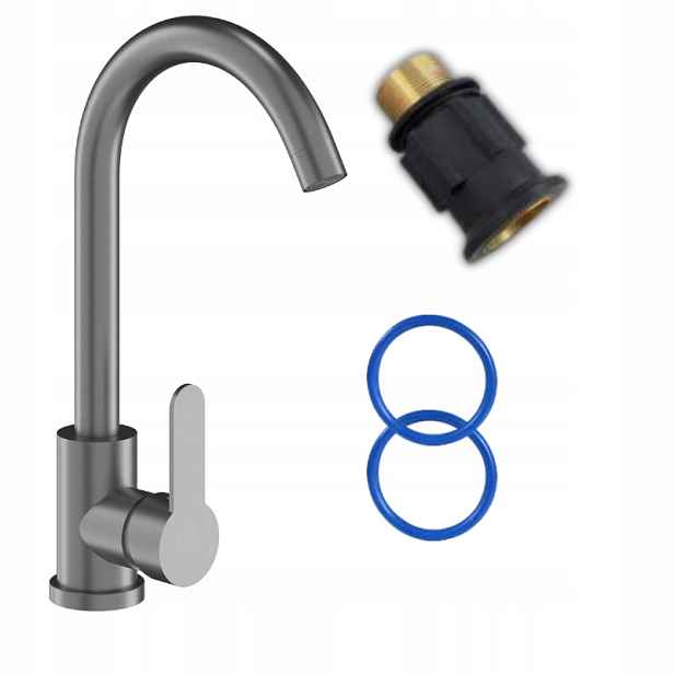 Kuchyňská Baterie Inox S Zaobleným Výtokem Pro Dřez Graphite