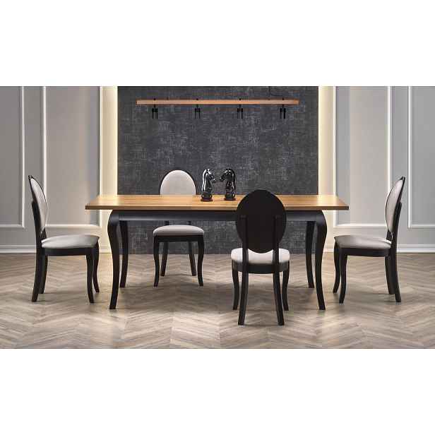 Rozkládací jídelní stůl WINDSOR dub tmavý / černá Halmar, 160 cm, 240 cm