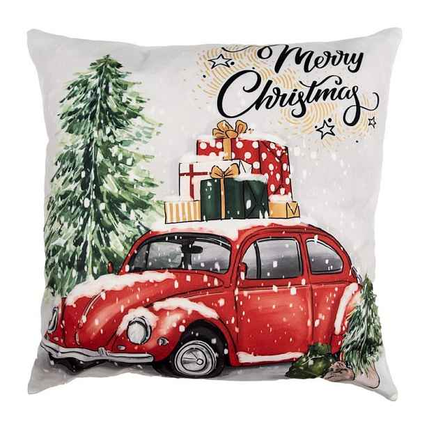 Vánoční povlak na polštář s broukem a dárky Merry Christmas - 45*45 cm Clayre & Eef