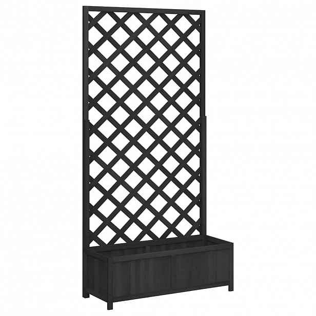 vidaXL Květináč s mřížkou černý 90 x 35 x 180 cm masivní jedlové dřevo