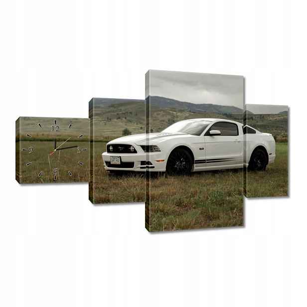 Nástěnné hodiny 130x80 Bílé Ford Mustang