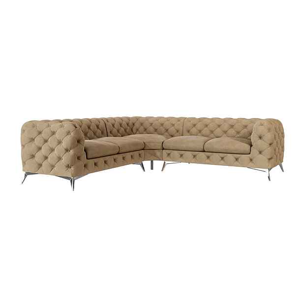 S-Style ROHOVÁ POHOVKA CHESTERFIELD Laura z béžového sametu