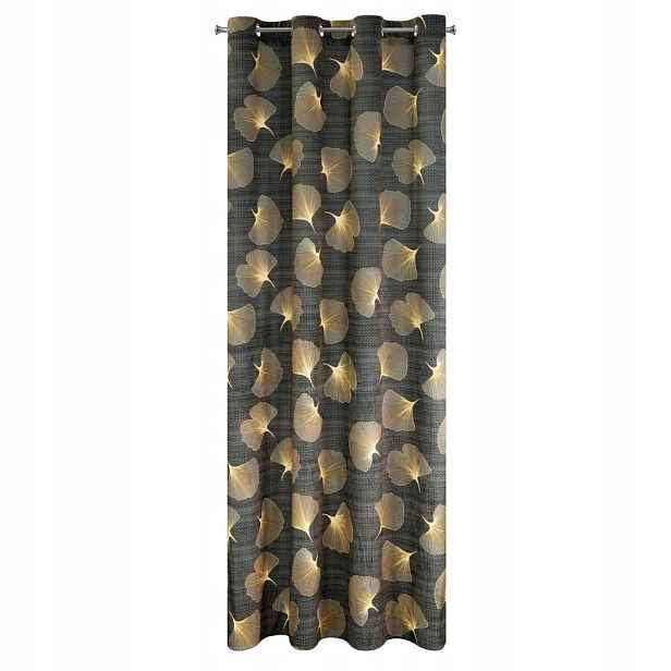 Hotový závěs Ofelia 140x250 listy ginkga glamour oka
