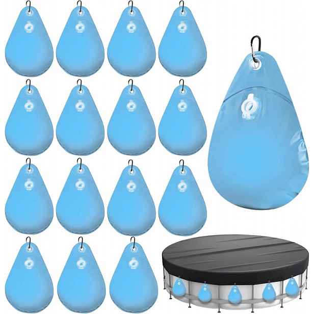 TEMU 8/16 ks Závaží na bazénové plachty s háčky, závažná PVC taška na zavěšení bazénové plachty, nerezavějící zimní závaží na bazénové plachty pro