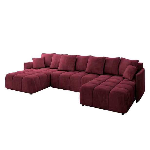 ALTDECOR SEDACÍ SOUPRAVA ve tvaru U s funkcí spaní a úložným prostorem LONLI-U 350x190x68 Bordó Velur