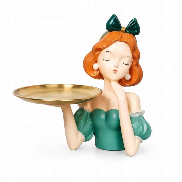 Figurka Princezny Podnos Na Klíče Šperky Zelený Dům 28 CM Dárek