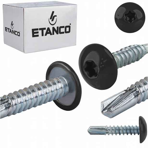 Šrouby do kovu Torx 5 mm 5,5 x 25 mm Ral 9005 500 ks Etanco GT5 Ph