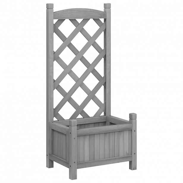 vidaXL Květináč s mřížkou šedý 40x30x90 cm masivní jedlové dřevo