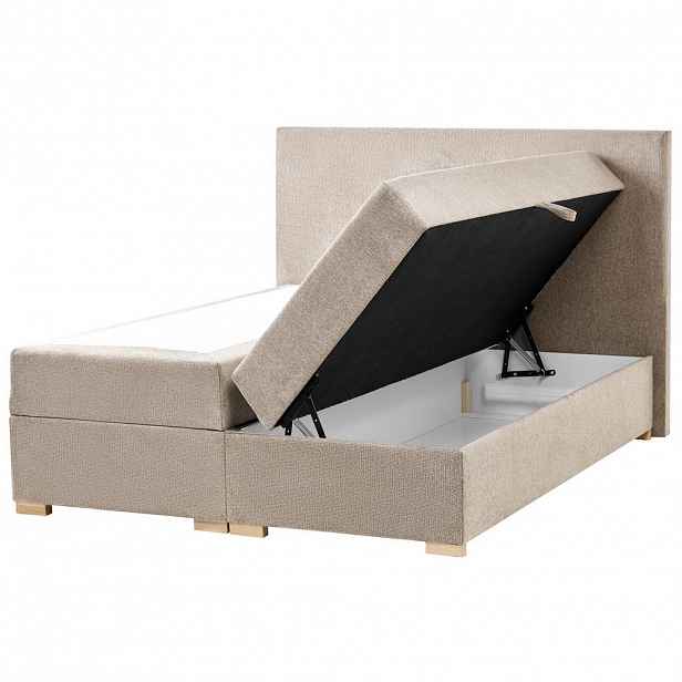 Beliani BOXSPRINGOVÁ POSTEL s úložným prostorem 140/200 cm Látka Taupe Major