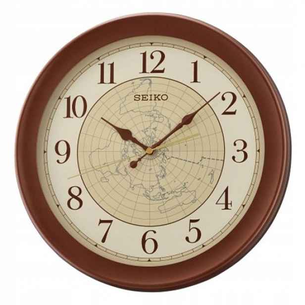 Čitelný Klasický Hnědý Kulatý Japonský Hodinový Stroj Seiko QXA709B 37 cm