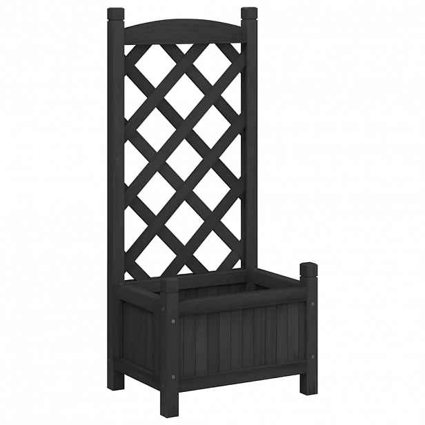 vidaXL Květináč s mřížkou černý 40x30x90 cm masivní jedlové dřevo