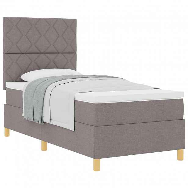 vidaXL Postel s boxspringem s čelo Taupe 90 x 190 cm textil