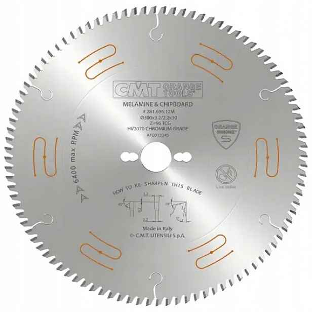 Cmt Chrome pilový kotouč na lamino, Dtd a Mdf D300*3,2mm, d=30mm Z96 Hw,