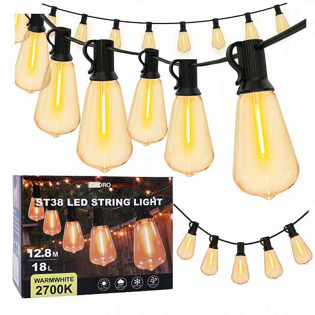 Led Zahradní Světelná Girlanda 17 m Zahradní Lampy Na Elektřinu 25 Žárovek