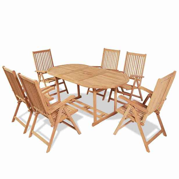 vidaXL 7dílný zahradní jídelní set skládací židle masivní teak