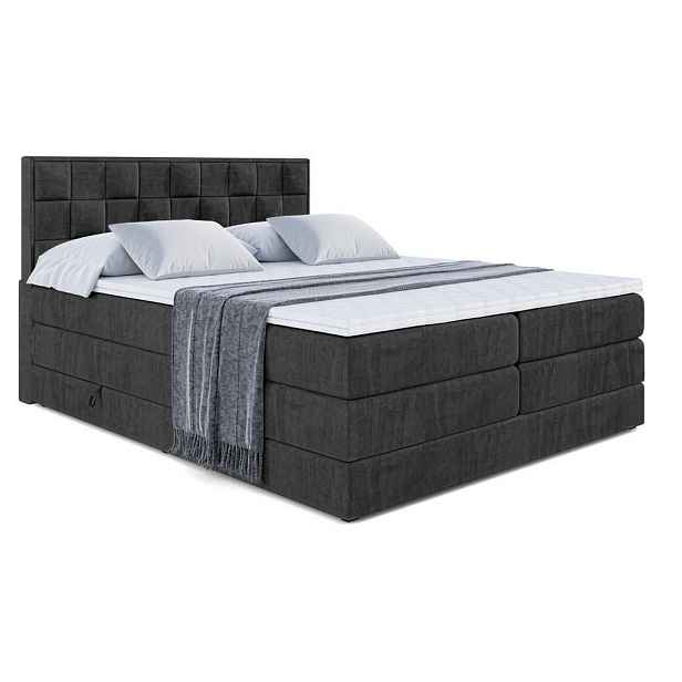 ALTDECOR BOXSPRINGOVÁ POSTEL s matrací H3/H4 - ZAFIRA-BZ KING - 200x200 cm Černá