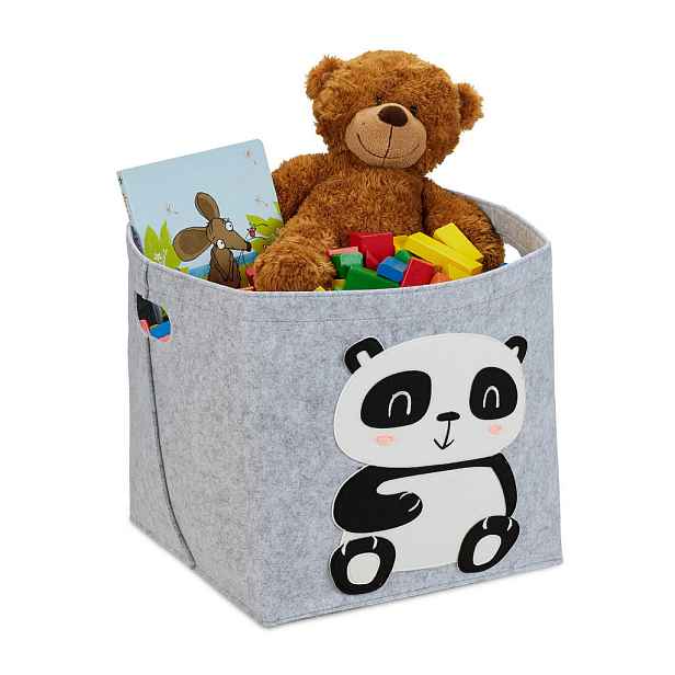 Relaxdays KOŠ Šedá plsť Panda skládací