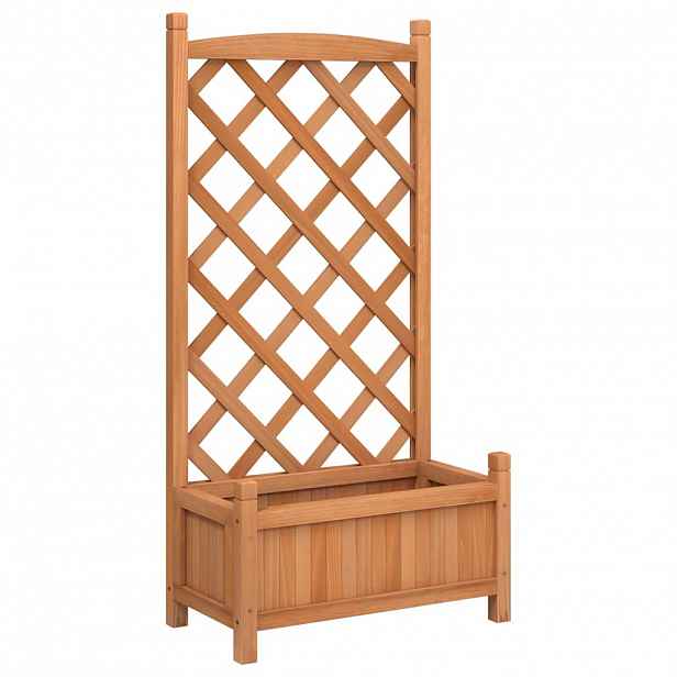 vidaXL Květináč s mřížkou hnědý 55 x 29,5 x 110 cm masivní jedlové dřevo