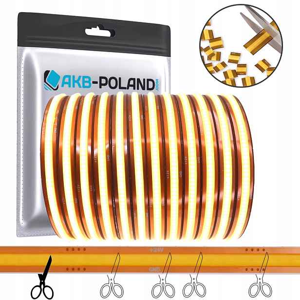 Led pásek Cob 12V Neon 528 5M Rolka Bílá Neutrální Free Cut Libovolné Řezání