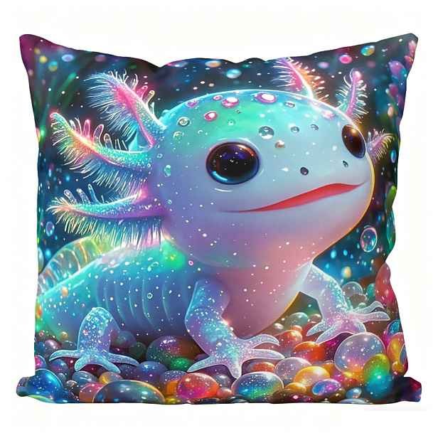 TEMU 1ks Snový Neonový Axolotl Oboustranně Potištěný Povlak na Polštář, Roztomilý Barevný Kvapovky Potah na Polštář, Léčivá Dekorace do Domácnosti -