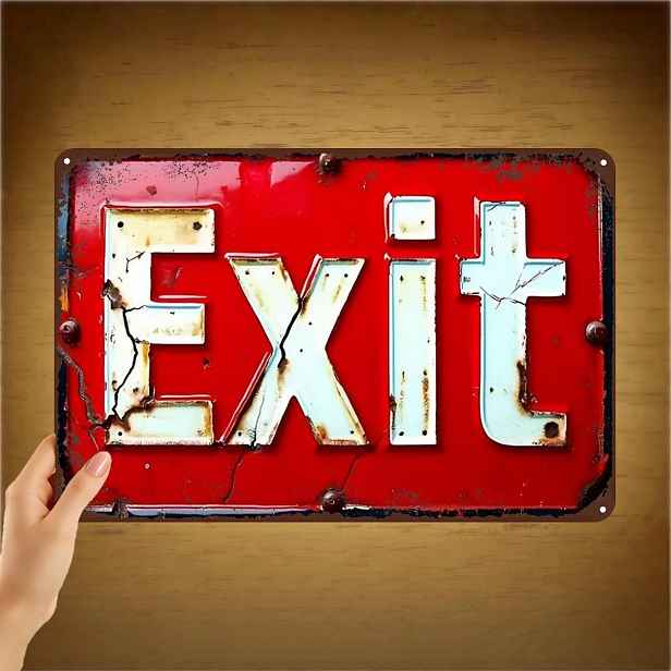 TEMU 2D plochá, 2D plochá 1 ks, Vintage červená kovová cedule "EXIT" - Rustikální průmyslové nástěnné umění pro domácí dekoraci 8×12 palců, 2D plochá