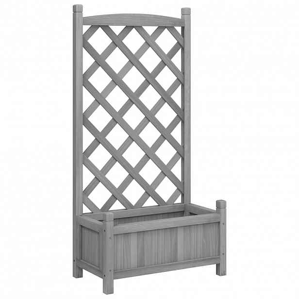 vidaXL Květináč s mřížkou šedý 55 x 29,5 x 110 cm masivní jedlové dřevo