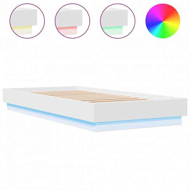 vidaXL Rám postele s LED osvětlením bílý 100 x 200 cm