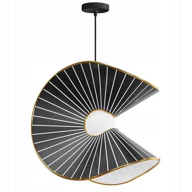 Závěsná lampa černá vlnitá, elegantní zlatá