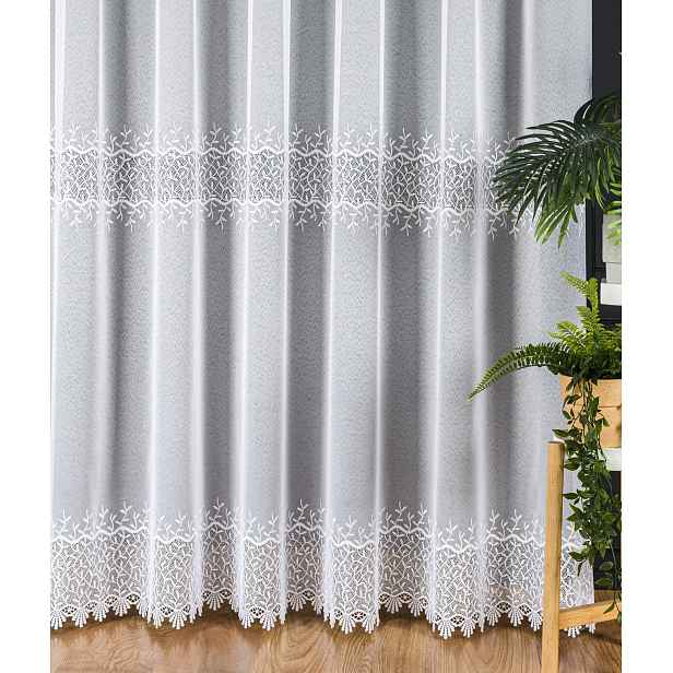 200x180 Hotová záclona lístky bílá s guipurou elegantní na míru guipure