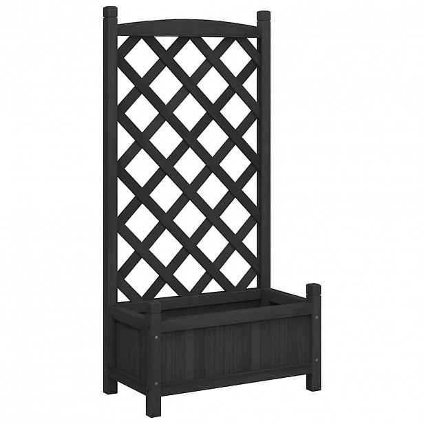 vidaXL Květináč s mřížkou černý 55x29,5x110 cm masivní jedlové dřevo