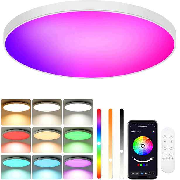 Lampa Stropní Svítidlo Led Rgb Bílá Cct 2700K-6500K Wifi Dálkový Ovladač Aplikace