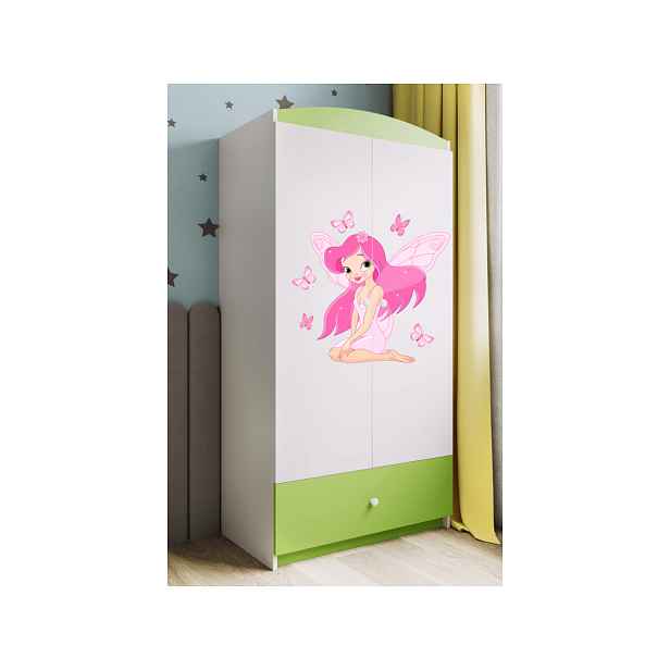 Kocot kids Dětská skříň Babydreams 90 cm víla s motýlky zelená