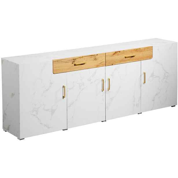 Modenvie SIDEBOARD 208/39,5/80 cm z dřevotřísky bílá s mramorovým dekorem
