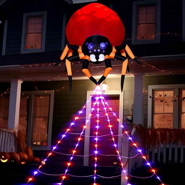 Nafukovací Pavoučí Lustr 2,4 M S Led – Strašidelná Halloweenská Dekorace
